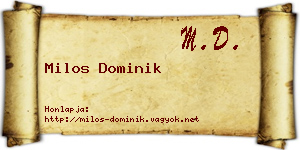Milos Dominik névjegykártya